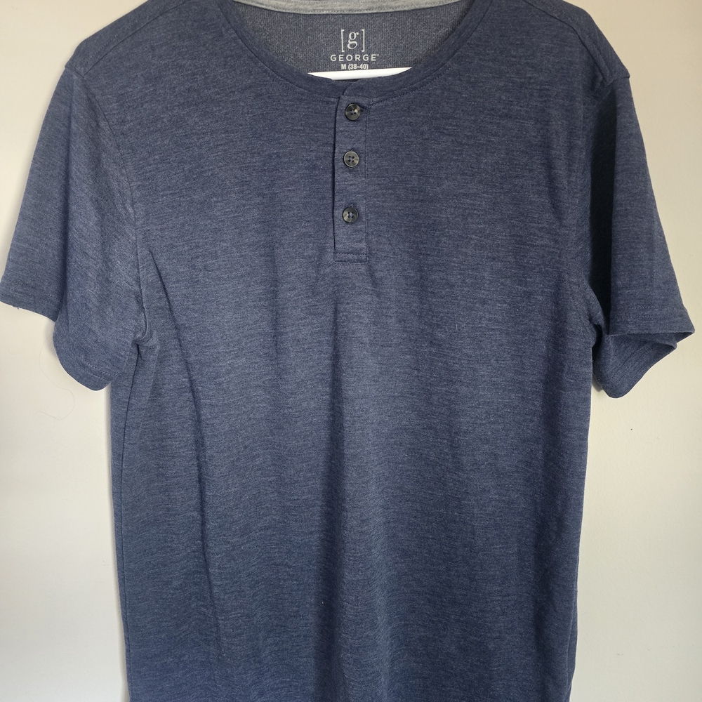 George Men's Heather Navy Short-Sleeve Henley